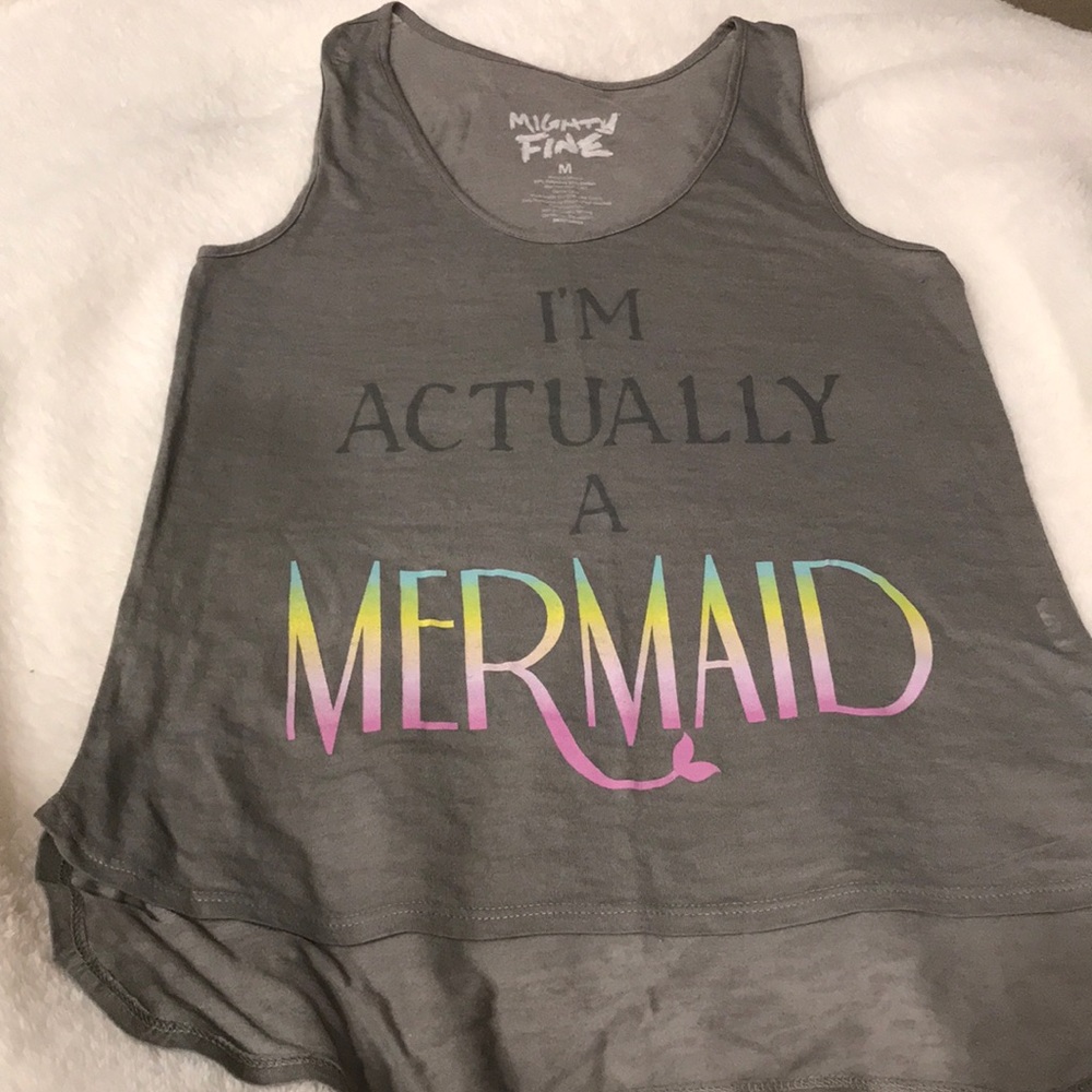 EUC gray tank top Sz M "I’m Actually a Mermaid"